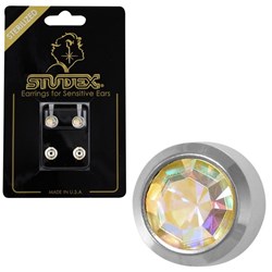 Rock Crystal Studs - S/S - Large Bezel